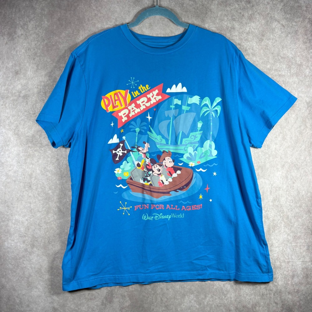 Disney T-Shirt Mens XXL Blue Play in the Park Graphic Walt Disney World Vacation